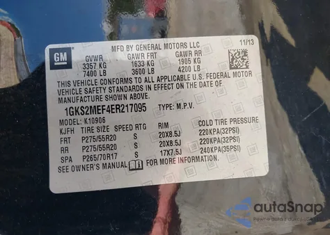 2014 GMC Yukon Xl 1500 Denali z USA, uszkodzony, nr VIN 1GKS2MEF4ER217095